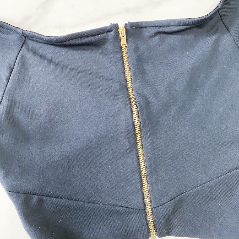 Bebe xs black criss cross off shoulder wrap crop top - Picture 9 of 13